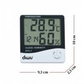 Diwu HTC-1 Saatli Nem Ölçer ve Termometre - 5