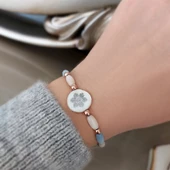 Vaoov 925 Ayar Gümüş Sedef Çiçekli Kedi Gözü Bileklik - 4