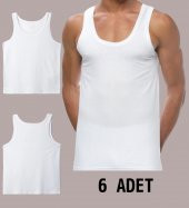 6 ADET ERKEK 100 PAMUK ASKILI KLASİK ATLET - 1