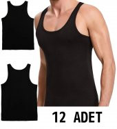 12 ADET ERKEK 100 PAMUK ASKILI KLASİK ATLET - 1