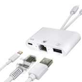 Powermaster PM-5725 Lightning İphone Type-C Girişini Kamera Lan Ethernet Girişine Çevirici Dönüştürücü - 5