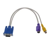 VGA 15 PIN ERKEK  / 1 RCA DİŞİ+MINI DIN DİŞİ 10 CM KABLO - 6