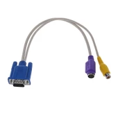 VGA 15 PIN ERKEK  / 1 RCA DİŞİ+MINI DIN DİŞİ 10 CM KABLO - 2