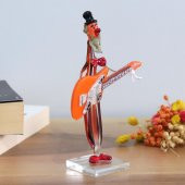 Veraart El Yapımı Murano Cam Turuncu Gitar Çalan Palyaço Biblo - 2