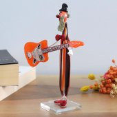 Veraart El Yapımı Murano Cam Turuncu Gitar Çalan Palyaço Biblo - 4