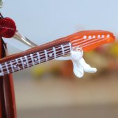 Veraart El Yapımı Murano Cam Turuncu Gitar Çalan Palyaço Biblo - 7