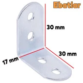 Mobilya Dolap Köşe Bağlantı Sabitleme L Demir Köşebent Gönye 30x30x17 mm (5 ADET) - 2