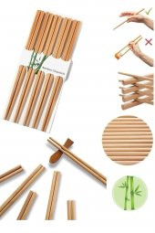 10 Çift - 20 Adet Yıkanabilir Organik Bambu Çin Çubuk Uzakdoğu Çin Yemek Çubuğu Chopstick - 2