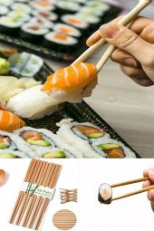 10 Çift - 20 Adet Yıkanabilir Organik Bambu Çin Çubuk Uzakdoğu Çin Yemek Çubuğu Chopstick - 5
