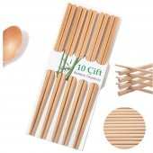 10 Çift - 20 Adet Yıkanabilir Organik Bambu Çin Çubuk Uzakdoğu Çin Yemek Çubuğu Chopstick - 1