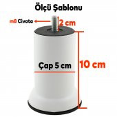 Mobilya Metal Kanepe Yatak Baza Koltuk Orta Destek Ayağı M8 Civata Beyaz Metal Ayak 10 Cm thumbnail 3