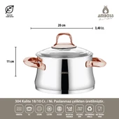Oregon 8 Parça Paslanmaz Çelik İndüksiyon Tabanlı Cam Kapaklı Tencere Seti thumbnail 4