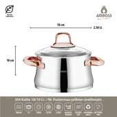 Oregon 8 Parça Paslanmaz Çelik İndüksiyon Tabanlı Cam Kapaklı Tencere Seti thumbnail 3
