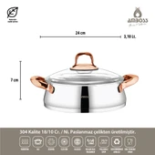 Oregon 8 Parça Paslanmaz Çelik İndüksiyon Tabanlı Cam Kapaklı Tencere Seti thumbnail 6