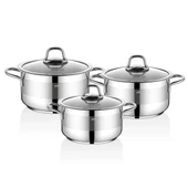 Saphire 6 Parça Paslanmaz Çelik Cam Kapaklı Derin Tencere Seti thumbnail 2