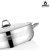 Saphire Paslanmaz Çelik 26 cm Cam Kapaklı Basık Tencere thumbnail 3