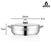 Saphire Paslanmaz Çelik 24 cm Cam Kapaklı Basık Tencere - 5