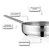 Saphire Paslanmaz Çelik 20 cm Kapaksız Çelik Tava thumbnail 3