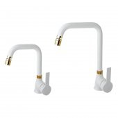 Venita Mat Beyaz Gold Mutfak ve Lavabo Batarya Set - 1