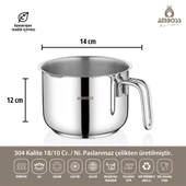 Amboss Saphire Long Paslanmaz Çelik Sütlük 14 cm thumbnail 5