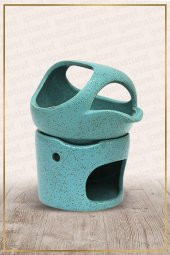 İbrik Temalı Mavi Seramik Buhurdanlık - 1