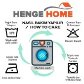 Baskılı Fon Perde Bahar Bisiklet Çiçek Böcek Desen Sarı Mavi - 10