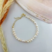 Vaoov 925 Ayar Gümüş Doğal Gerçek İnci Bileklik thumbnail 3