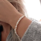 Vaoov 925 Ayar Gümüş Doğal Gerçek İnci Bileklik thumbnail 4