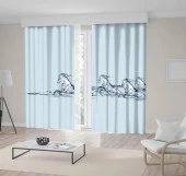 Baskılı Fon Perde Bir Grup At Görseli Su Etkili Desenli thumbnail 1