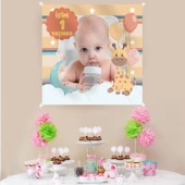 Kişiye Özel Resimli Doğum Günü Kumaş Afiş 150x150 cm - 2