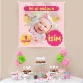 Kişiye Özel Resimli Doğum Günü Kumaş Afiş 150x150 cm - 2