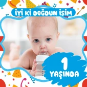 Kişiye Özel Resimli Doğum Günü Kumaş Afiş 150x150 cm - 1