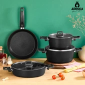 Orion 7 Parça Granit Tencere Seti - Siyah thumbnail 1