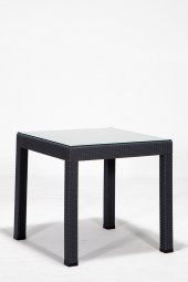SANDALİE Rattan 80x80 Camlı Antrasit Masa - Bahçe&Balkon&Teras - 1