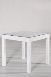 SANDALİE Rattan 80x80 Camlı Beyaz Masa - Bahçe&Balkon&Teras - 1