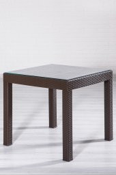 SANDALİE Rattan 80x80 Camlı Kahve Masa - Bahçe&Balkon&Teras - 1