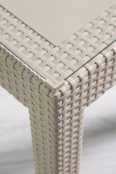 SANDALİE Rattan 80x80 Camlı Cappucino Masa - Bahçe&Balkon&Teras - 2