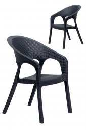 SANDALİE 2 Adet Garden Antrasit Sandalye / Balkon-Bahçe-Teras - 1