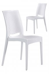 SANDALİE 2 Adet Rattan Beyaz Sandalye / Balkon-Bahçe-Teras - 1