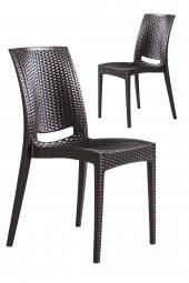 SANDALİE 2 Adet Rattan Kahve Sandalye / Balkon-Bahçe-Teras - 1