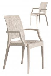 SANDALİE 2 Adet Rattan Lüx Cappucino Sandalye / Balkon-Bahçe-Teras - 1