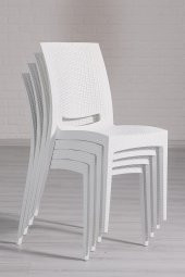 SANDALİE 2 Adet Rattan Beyaz Sandalye / Balkon-Bahçe-Teras - 3