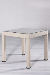 SANDALİE Rattan 80x80 Camlı Cappucino Masa - Bahçe&Balkon&Teras - 1