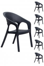 SANDALİE 6 Adet Garden Antrasit Sandalye / Balkon-Bahçe-Teras - 1
