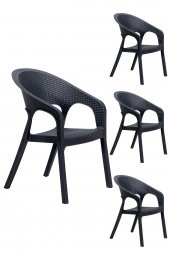 SANDALİE 4 Adet Garden Antrasit Sandalye / Balkon-Bahçe-Teras - 1