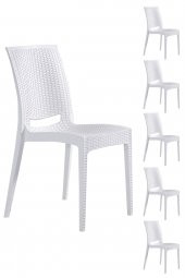 SANDALİE 6 Adet Rattan Beyaz Sandalye - Bahçe&Balkon&Teras  Sandalye - 1
