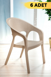 SANDALİE 6 Adet Garden Cappucino Sandalye / Balkon-Bahçe-Teras - 1