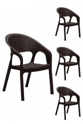 SANDALİE 4 Adet Garden Kahve Sandalye / Balkon-Bahçe-Teras - 1