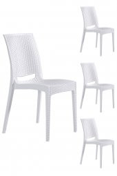 SANDALİE 4 Adet Rattan Beyaz Sandalye / Balkon-Bahçe-Teras - 1