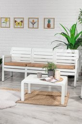 SANDALİE Lara 3lü Koltuk Balkon&Teras Bahçe Koltuk / Beyaz - 2